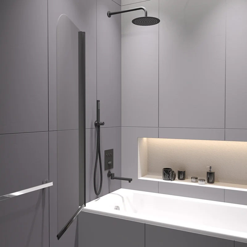 Шторка на ванну RGW Screens SC-109B 70х150 411110907-14 профиль Черный стекло прозрачное