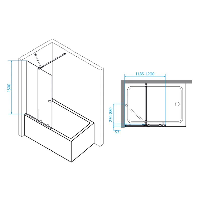 Шторка на ванну RGW SC-46, 120 x 150 см, стекло прозрачное, профиль хром