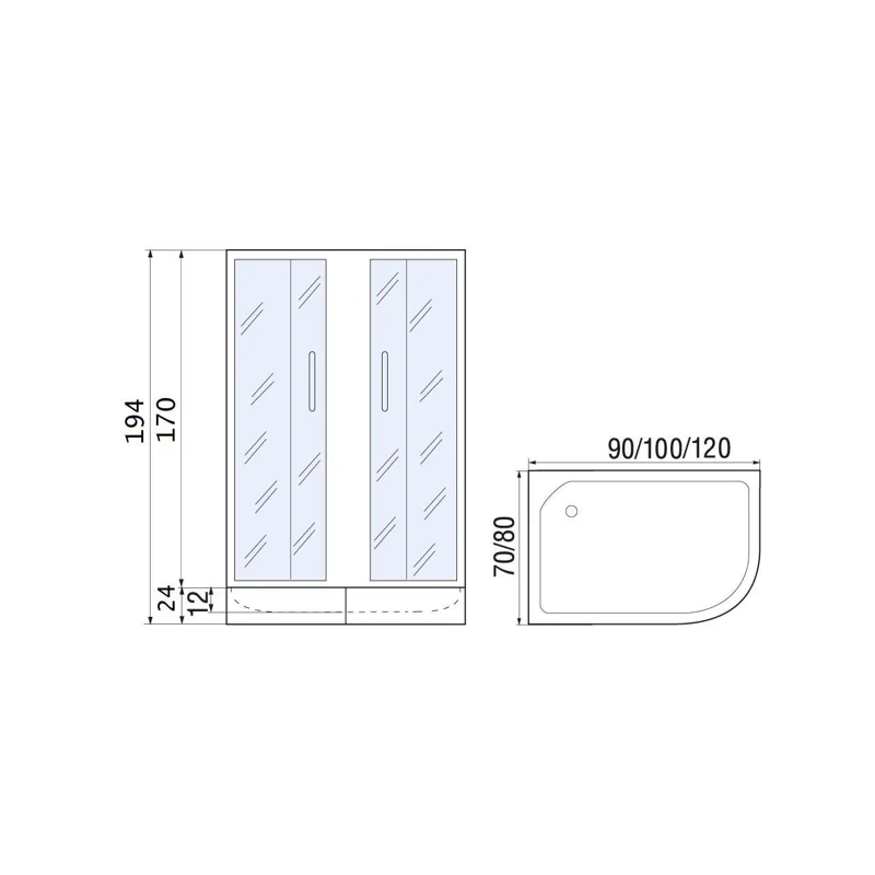 Душевой уголок River Don 120/80/24 МТ R 120x80 10000000846 без поддона матовое стекло, правый