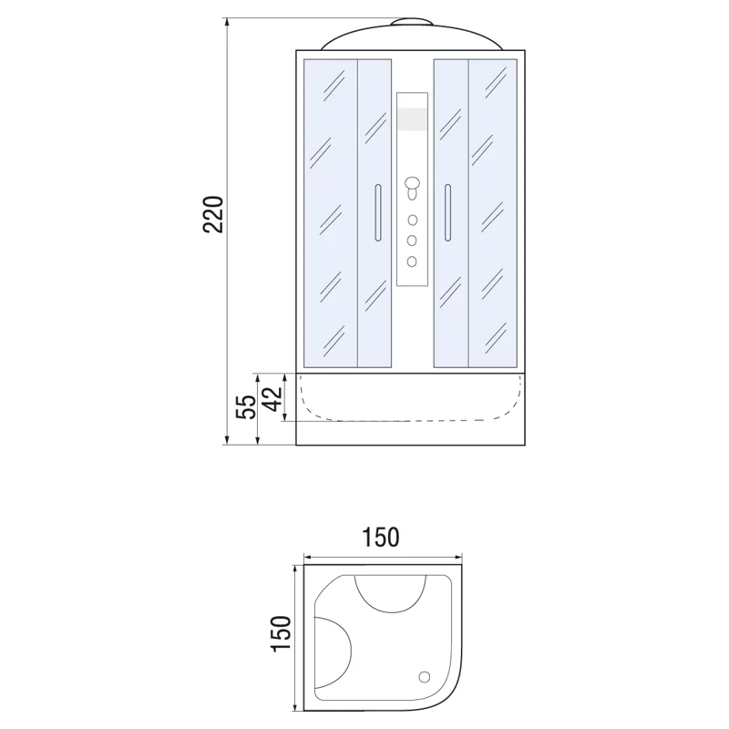 Душевой бокс River Temza 150x150 ТН 10000000742 