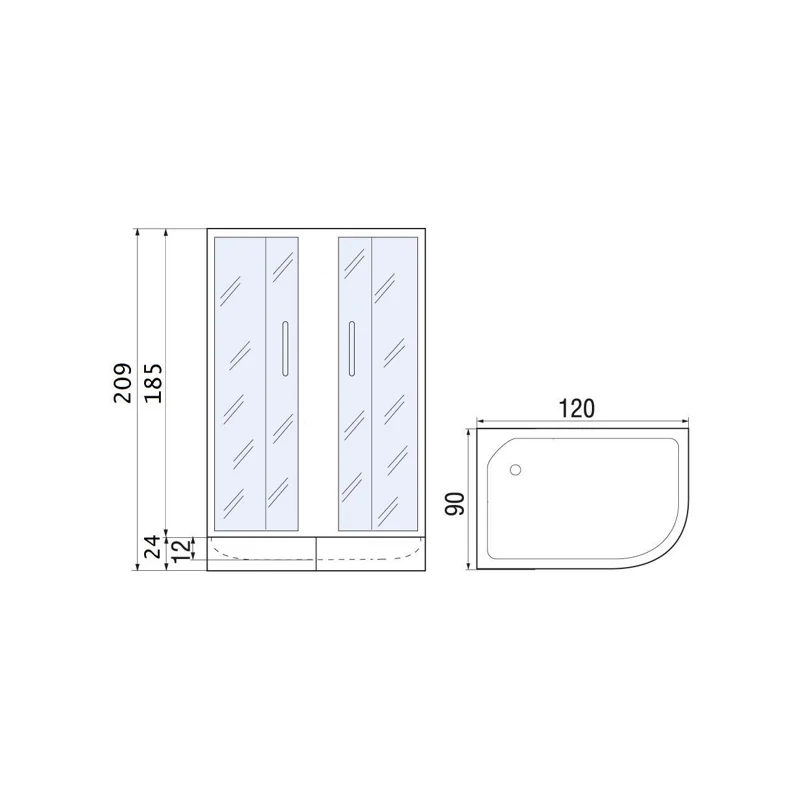 Душевой уголок RIVER DON XL 120/90/24 МТ R 120x90 10000003377 без поддона