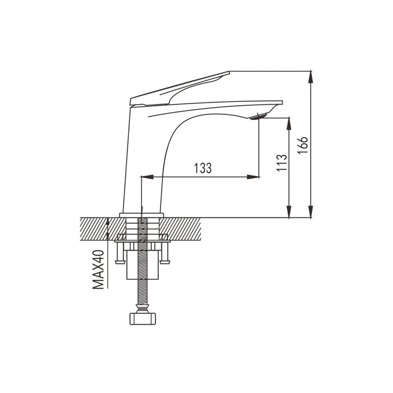 Смеситель для раковины Shevanik S9101T, оружейная сталь
