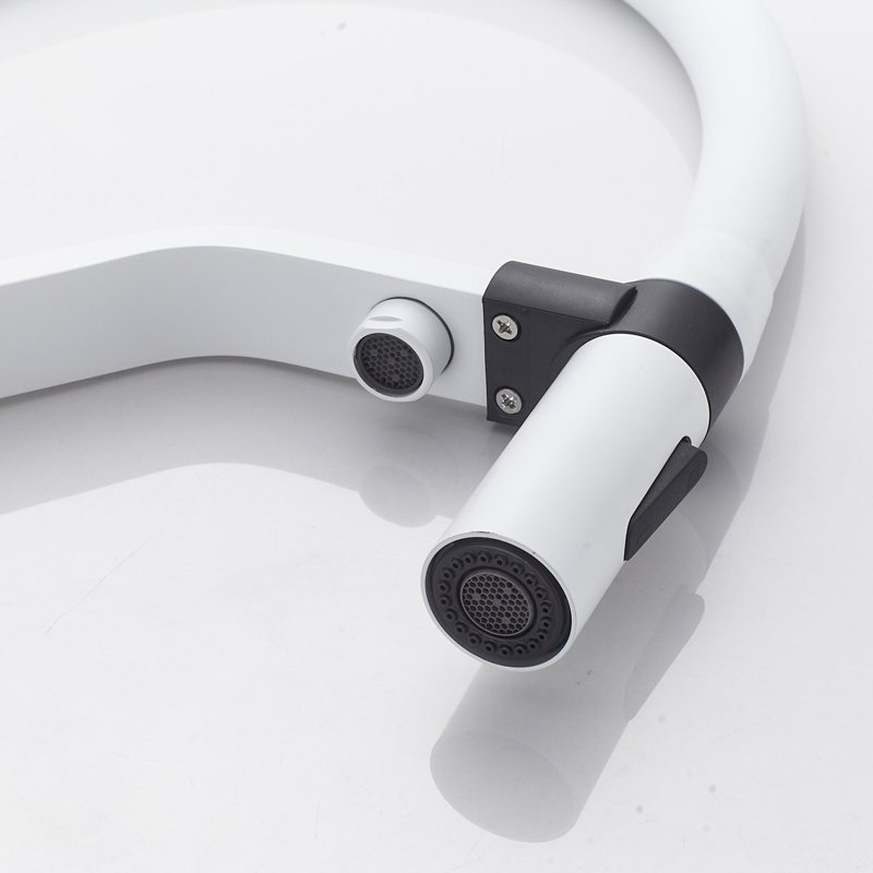 Смеситель для кухни с гибким изливом и подключением фильтра Shevanik S278C, белый