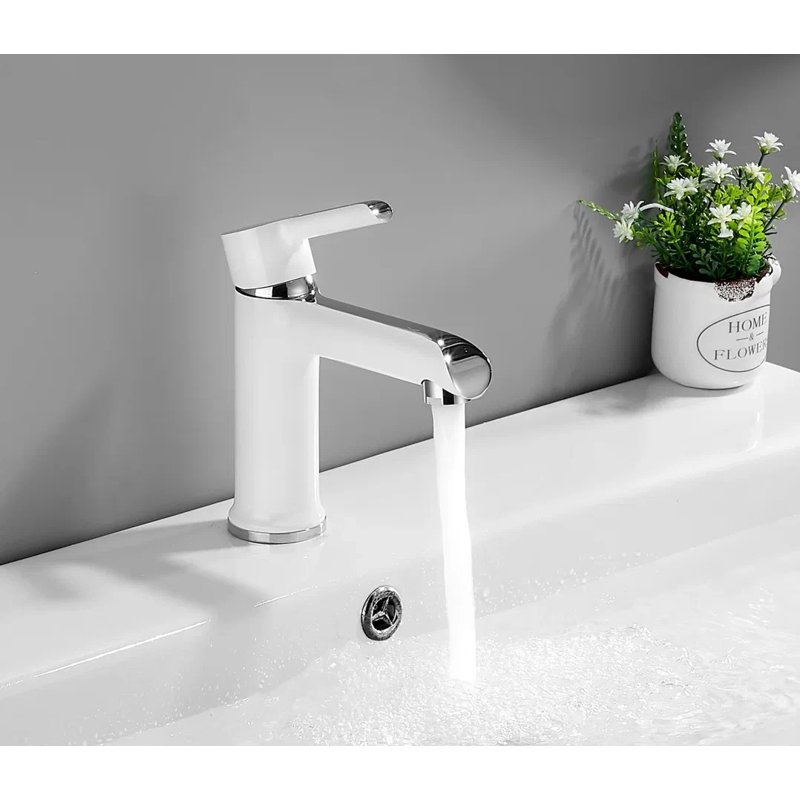 Смеситель для раковины Shevanik S6001F, белый/хром