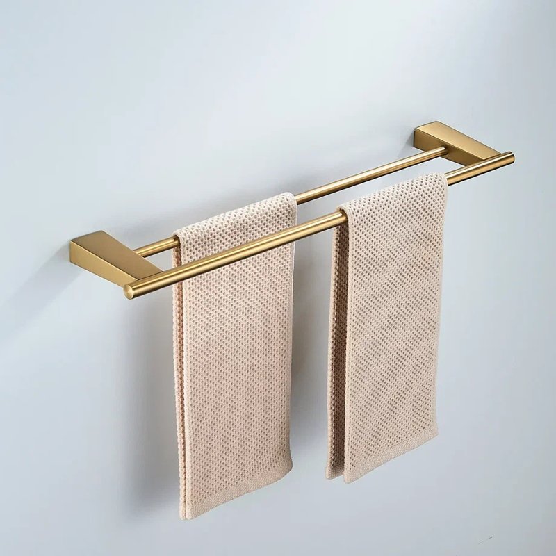 Полотенцедержатель двойной Shevanik SG5727G, золотой сатин