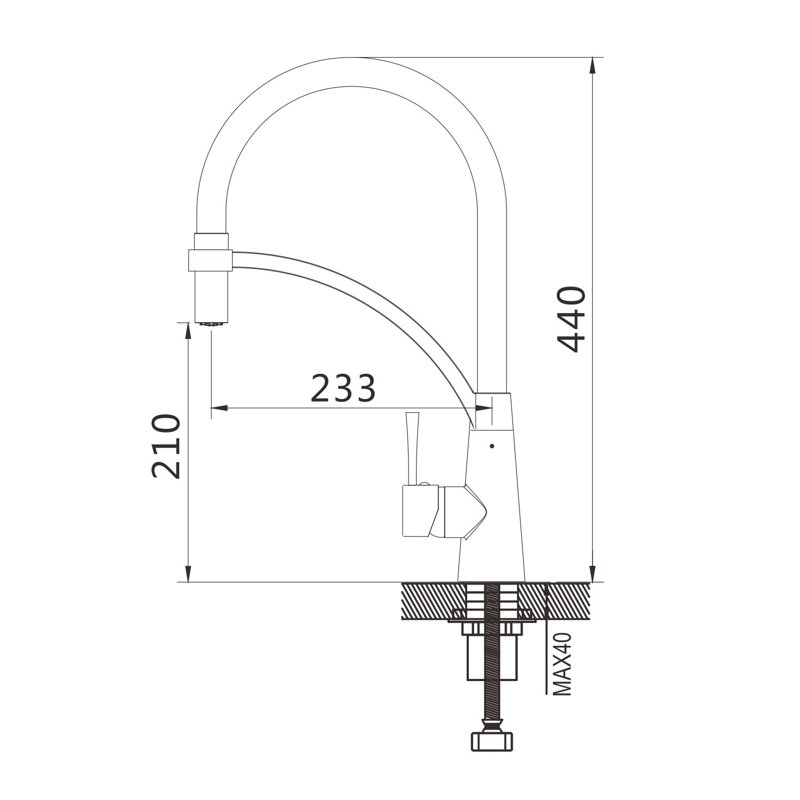 Смеситель для кухни с подключением фильтра Shevanik S743T-3, оружейная сталь/черный