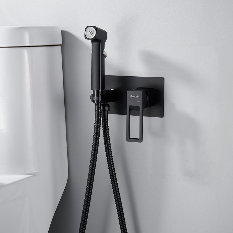 Гигиенический душ со смесителем Shevanik S6805T-1, оружейная сталь