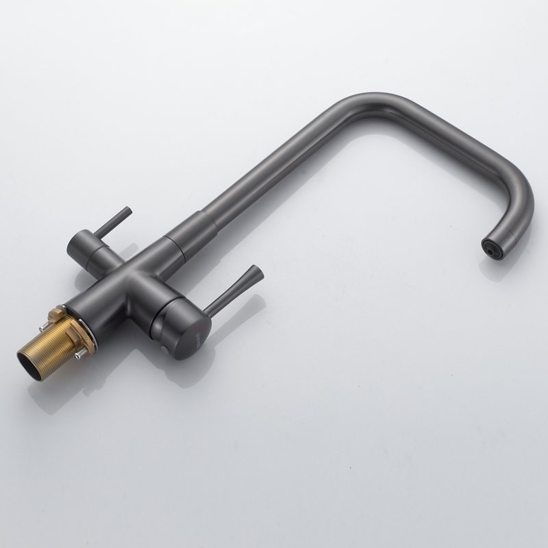 Смеситель для кухни с подключением фильтра Shevanik S528T, оружейная сталь