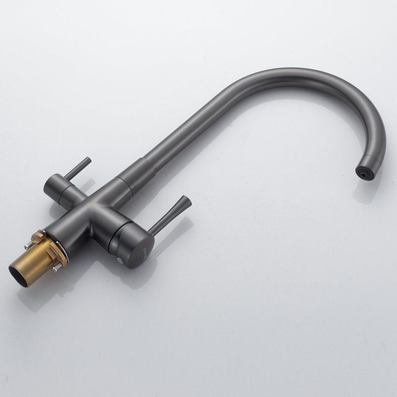 Смеситель для кухни с подключением фильтра Shevanik S428T, оружейная сталь