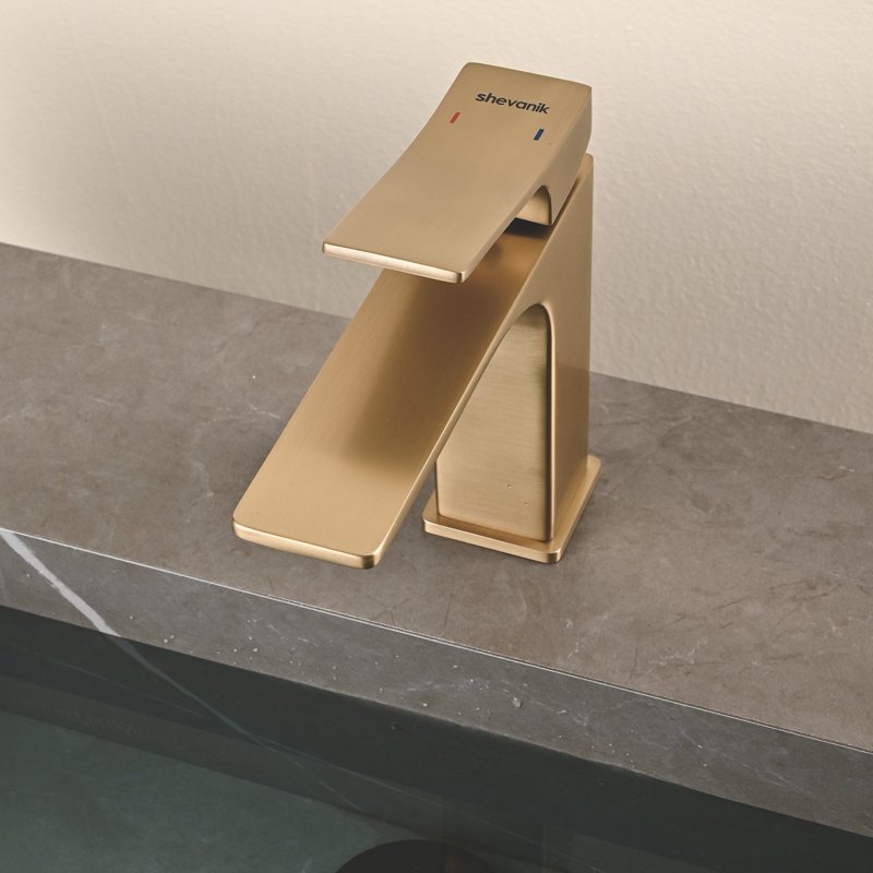 Смеситель для раковины Shevanik S6101G, золотой сатин