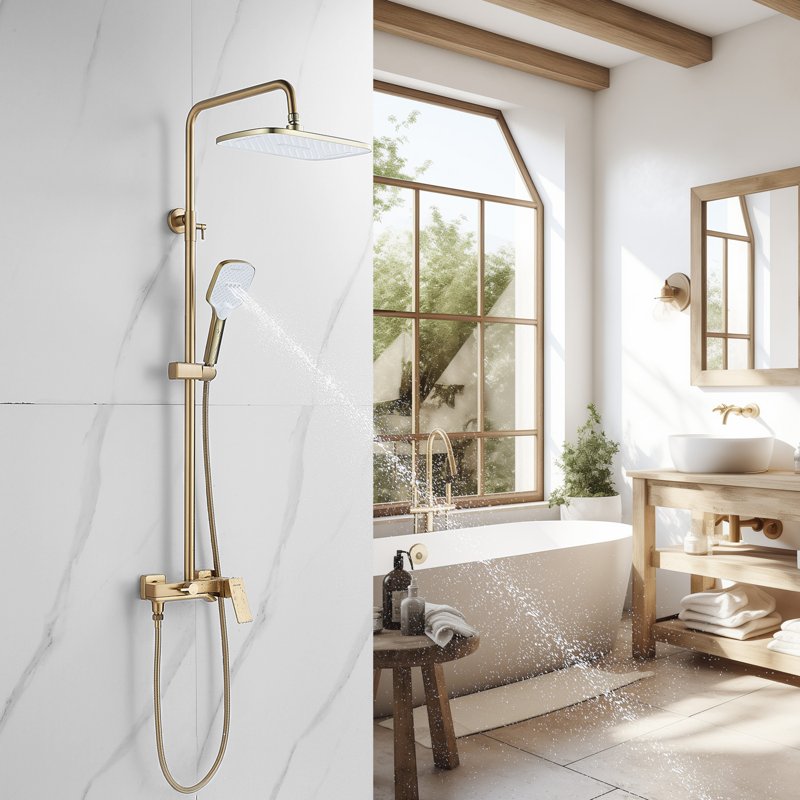 Душевая система Shevanik S8536T, оружейная сталь