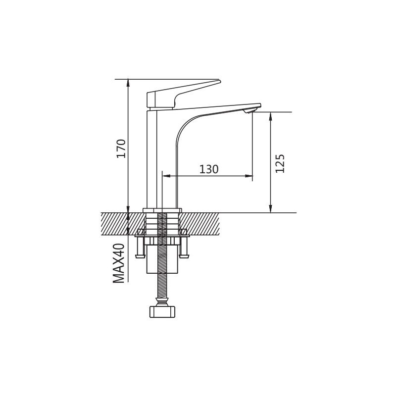 Смеситель для раковины Shevanik S4201T, оружейная сталь