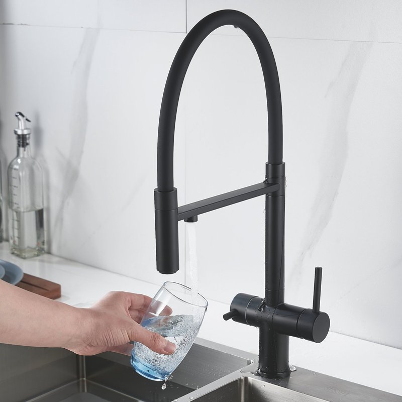 Смеситель для кухни с подключением фильтра Shevanik S178H, черный