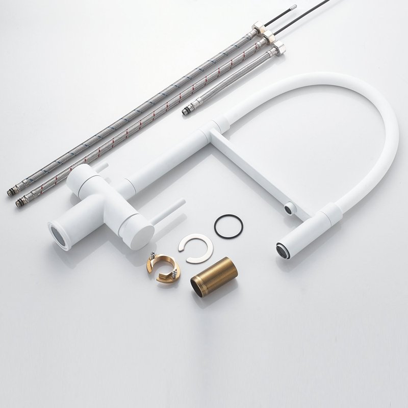 Смеситель для кухни с подключением фильтра Shevanik S178C, белый