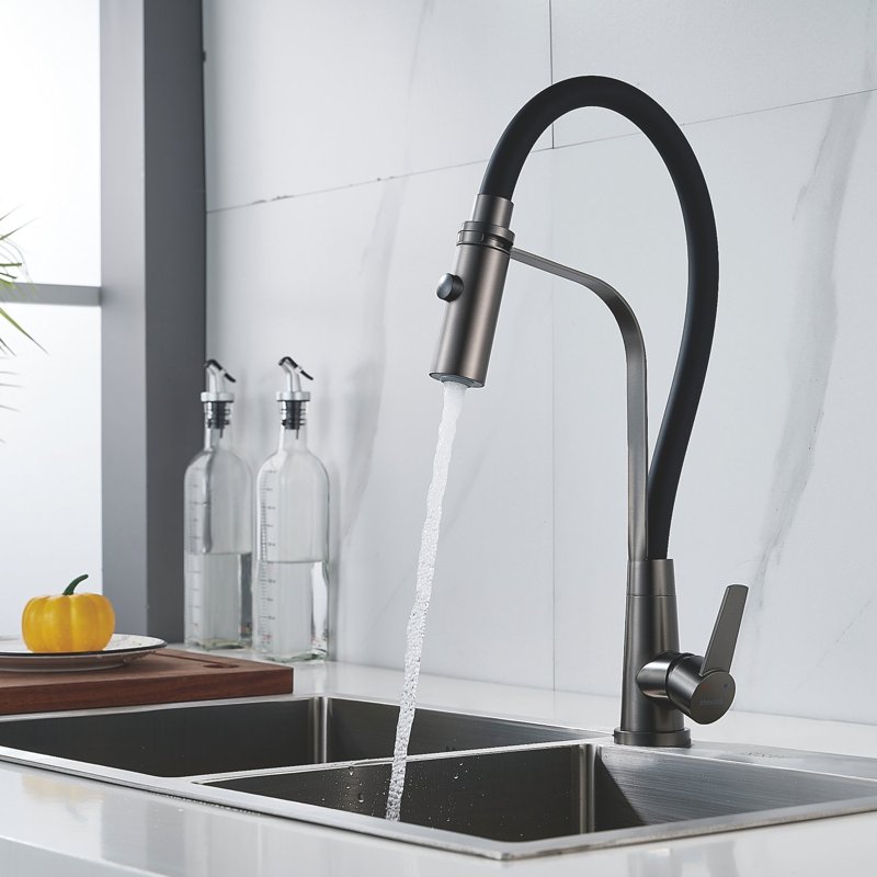 Смеситель для кухни с гибким изливом и режимом 