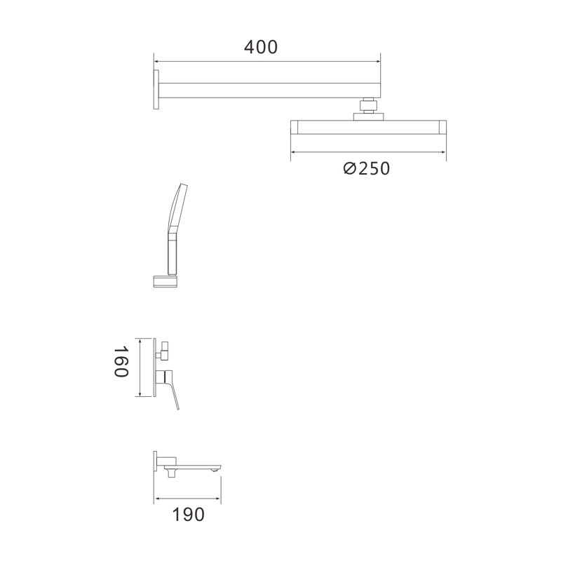 Душевая система встраиваемая Shevanik S4335G, золотой сатин