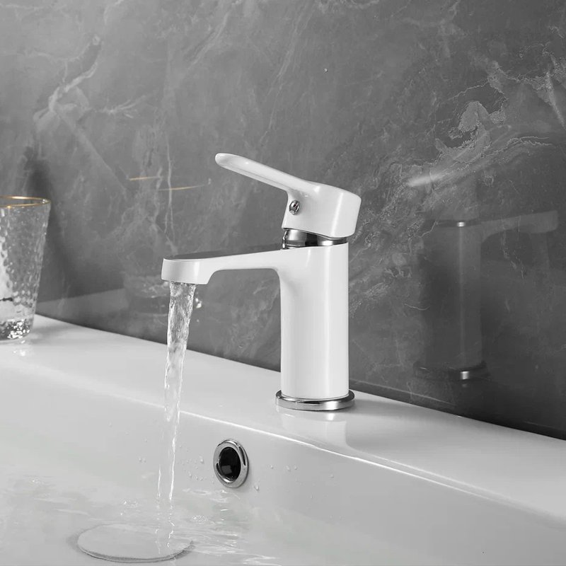 Смеситель для раковины Shevanik S8101F, белый/хром