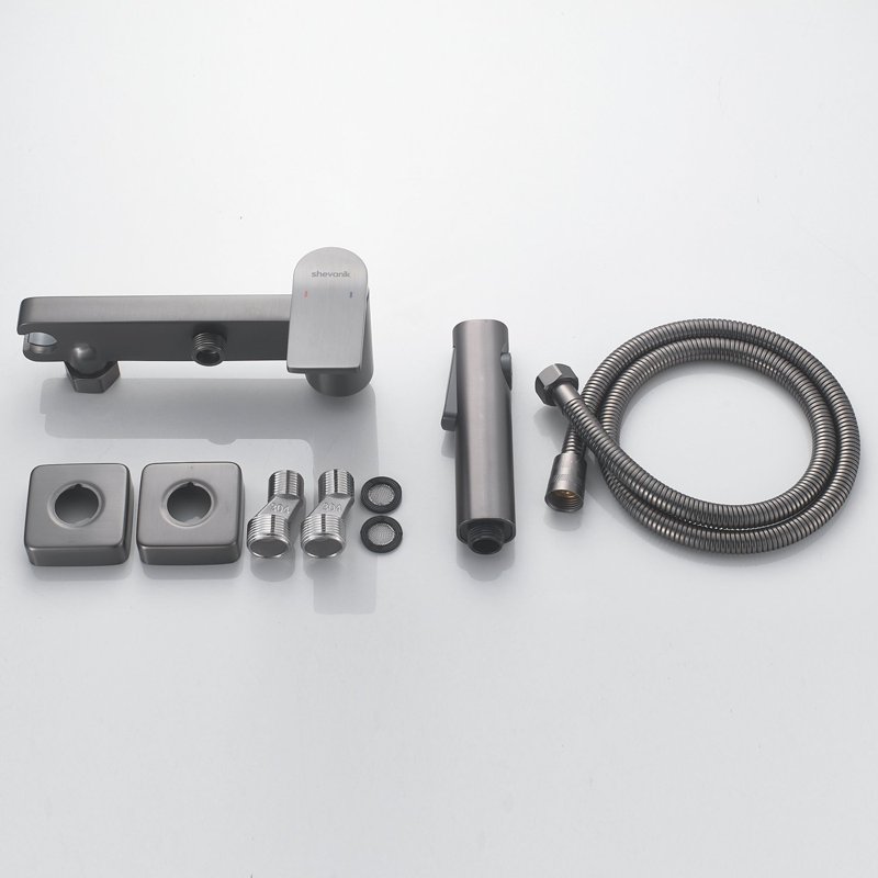 Гигиенический душ со смесителем Shevanik S107T, оружейная сталь