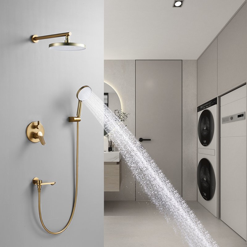 Душевая система встраиваемая Shevanik S4335G, золотой сатин