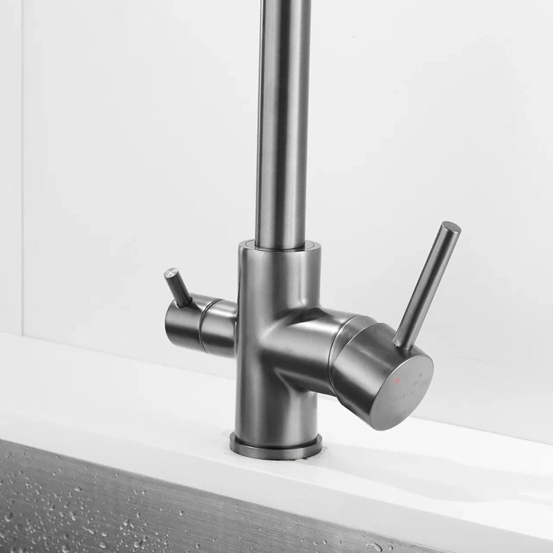 Смеситель для кухни с подключением фильтра Shevanik S128T, оружейная сталь