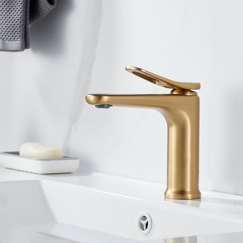 Смеситель для раковины Shevanik S4701G, золотой сатин