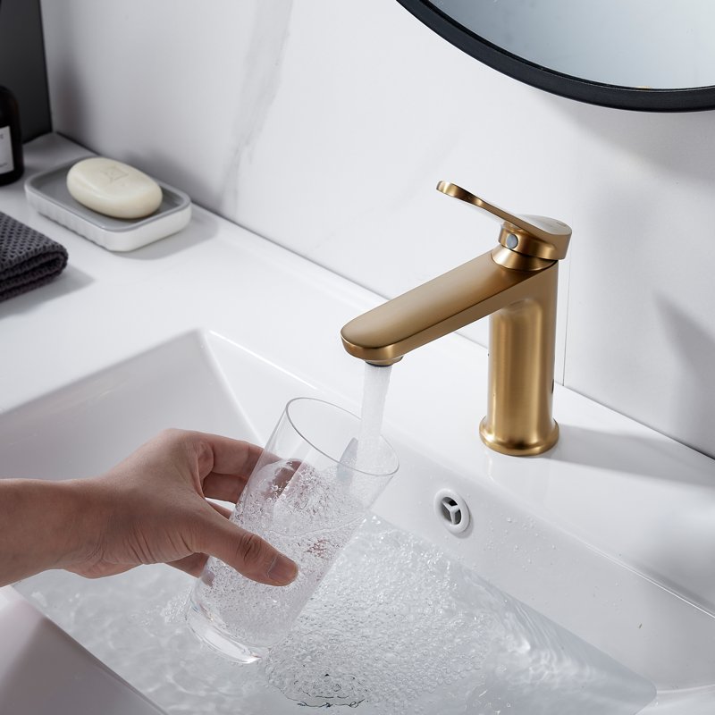 Смеситель для раковины Shevanik S4301G, золотой сатин