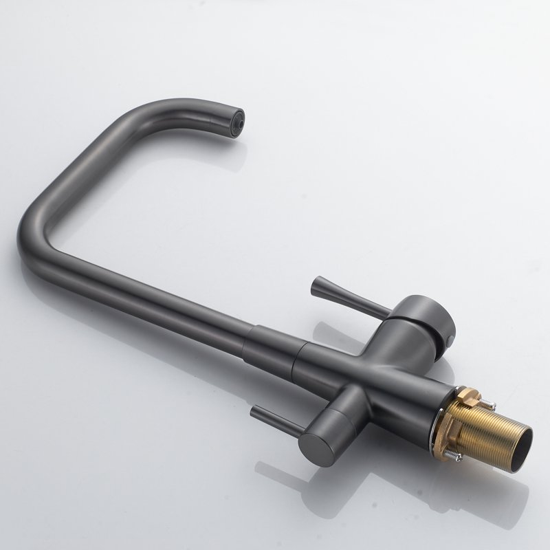 Смеситель для кухни с подключением фильтра Shevanik S528T, оружейная сталь