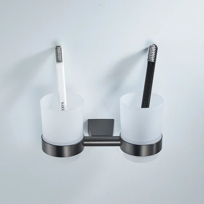 Стакан для ванной комнаты двойной Shevanik SG5722T, оружейная сталь