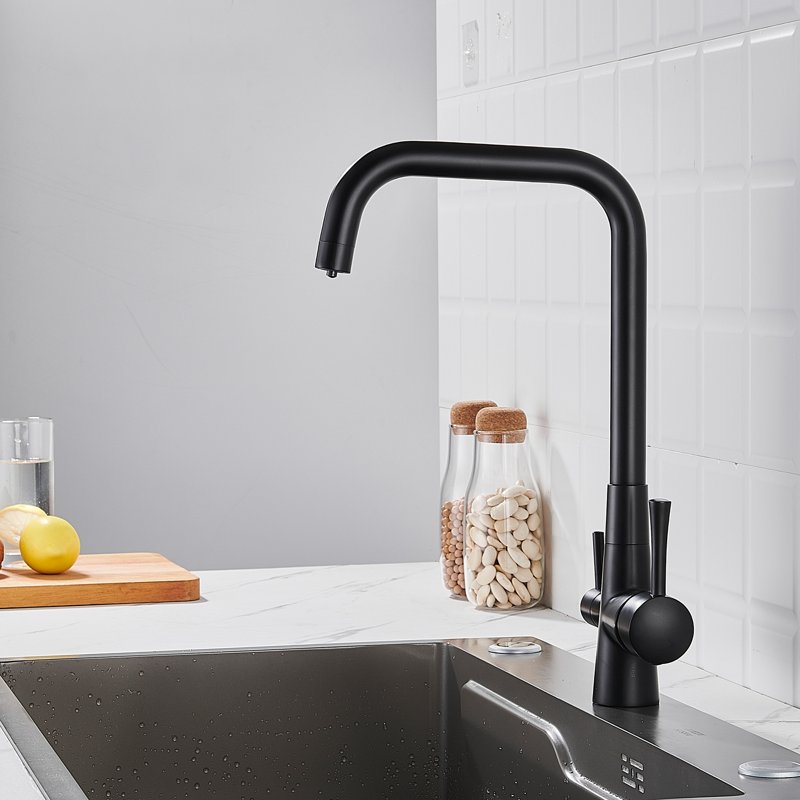 Смеситель для кухни с подключением фильтра Shevanik S528H, черный