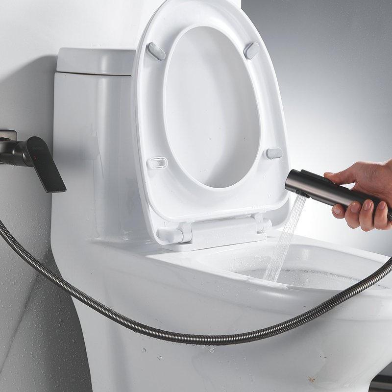 Гигиенический душ со смесителем Shevanik S107T, оружейная сталь