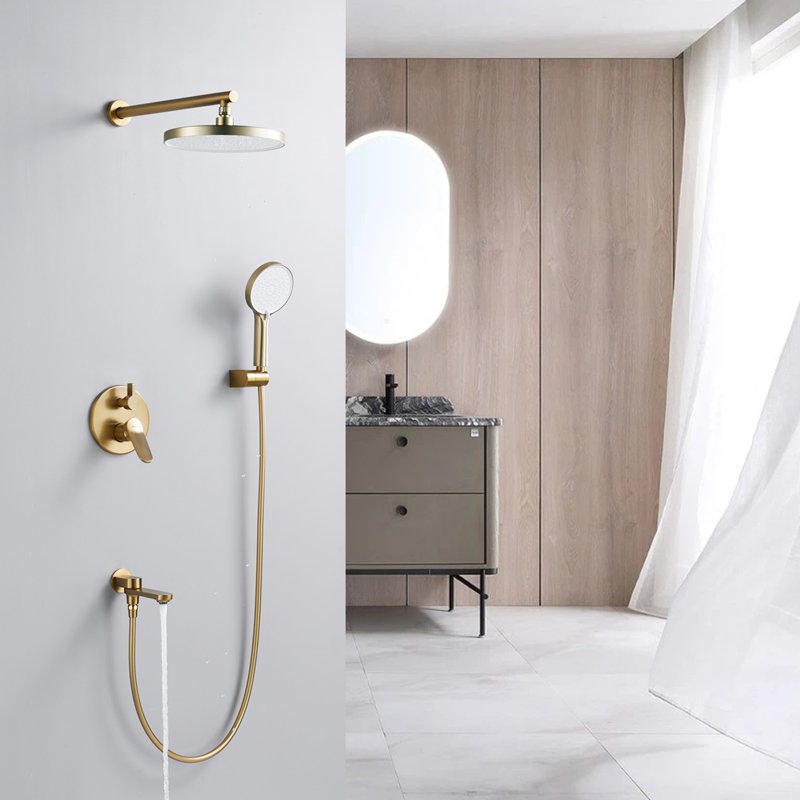 Душевая система встраиваемая Shevanik S4335G, золотой сатин