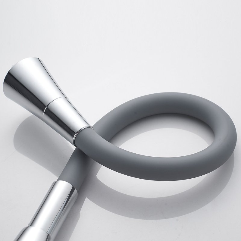 Смеситель для кухни с гибким изливом Shevanik S543-9, хром/серый