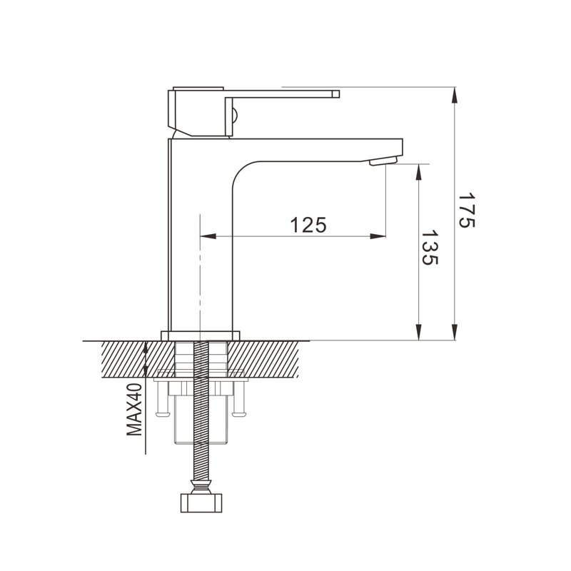 Смеситель для раковины Shevanik S9701T, оружейная сталь