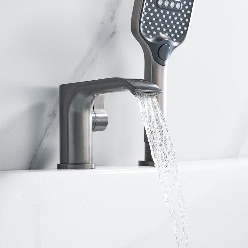 Смеситель на борт ванны Shevanik S4112T, оружейная сталь