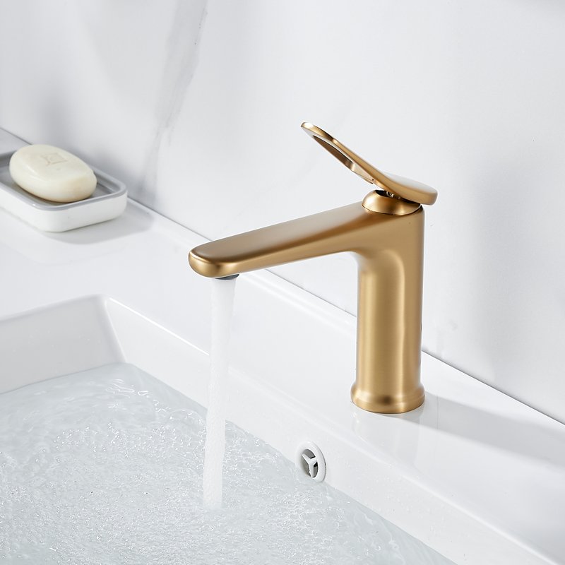 Смеситель для раковины Shevanik S4701G, золотой сатин