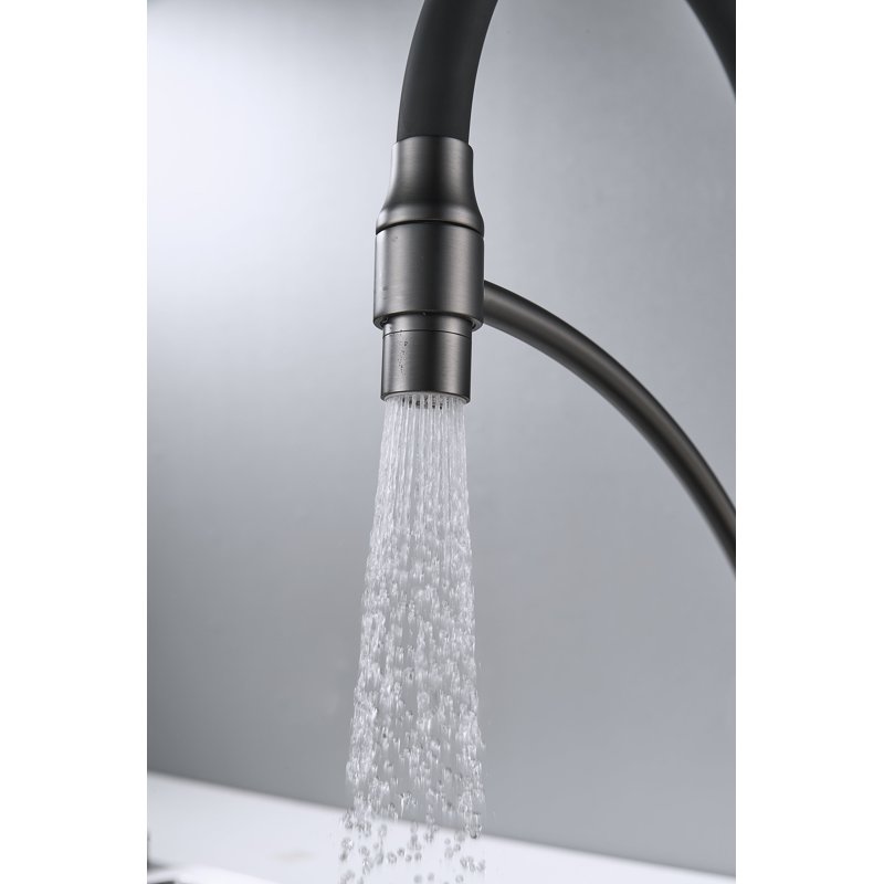 Смеситель для кухни с подключением фильтра Shevanik S743T-3, оружейная сталь/черный