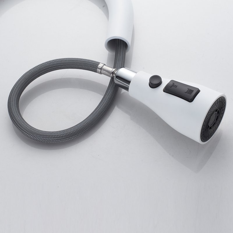 Смеситель для кухни с выдвижным изливом Shevanik S363C, белый