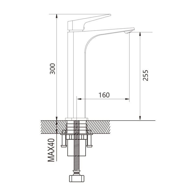 Смеситель для раковины высокий Shevanik S4211G, золотой сатин