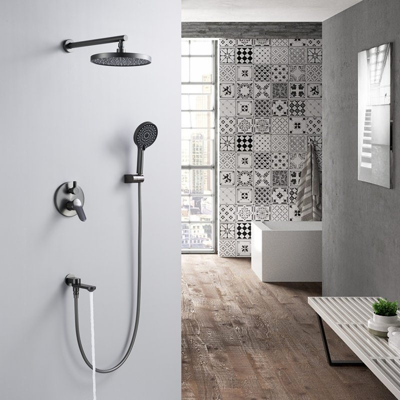 Душевая система встраиваемая Shevanik S4335T, оружейная сталь