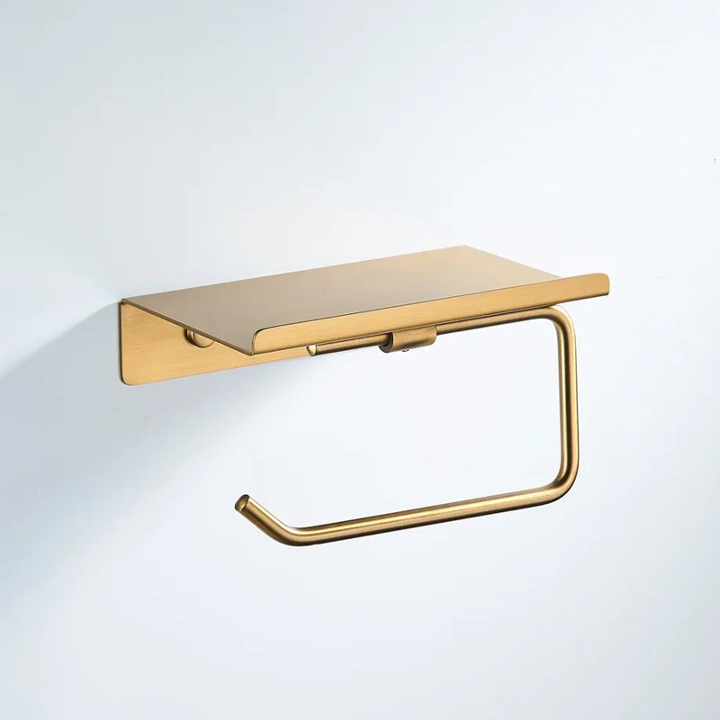 Держатель для туалетной бумаги с полочкой Shevanik SG5705G-1, золотой сатин