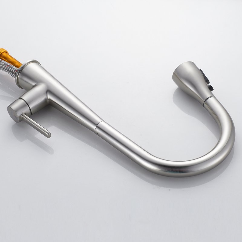 Смеситель для кухни с выдвижным изливом Shevanik S363L, сатин