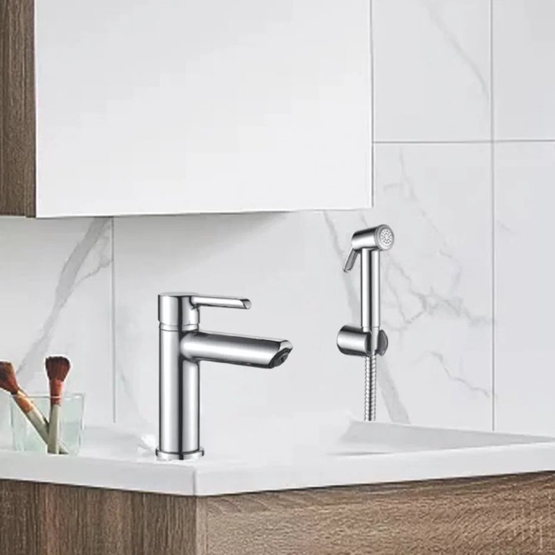 Смеситель для раковины с гигиеническим душем Shevanik S6071, хром