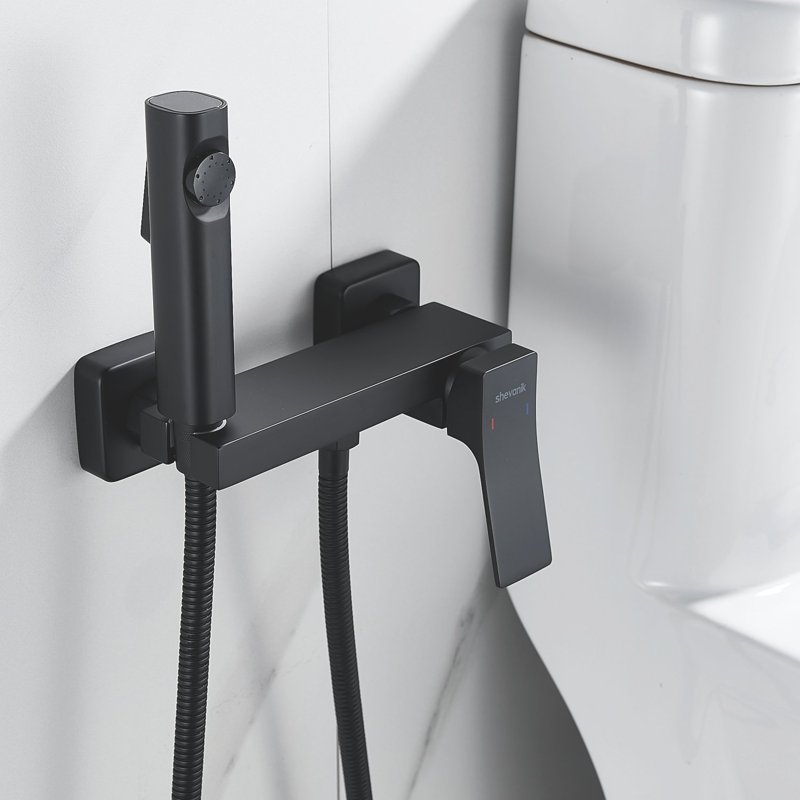 Гигиенический душ со смесителем Shevanik S8105H-1, черный