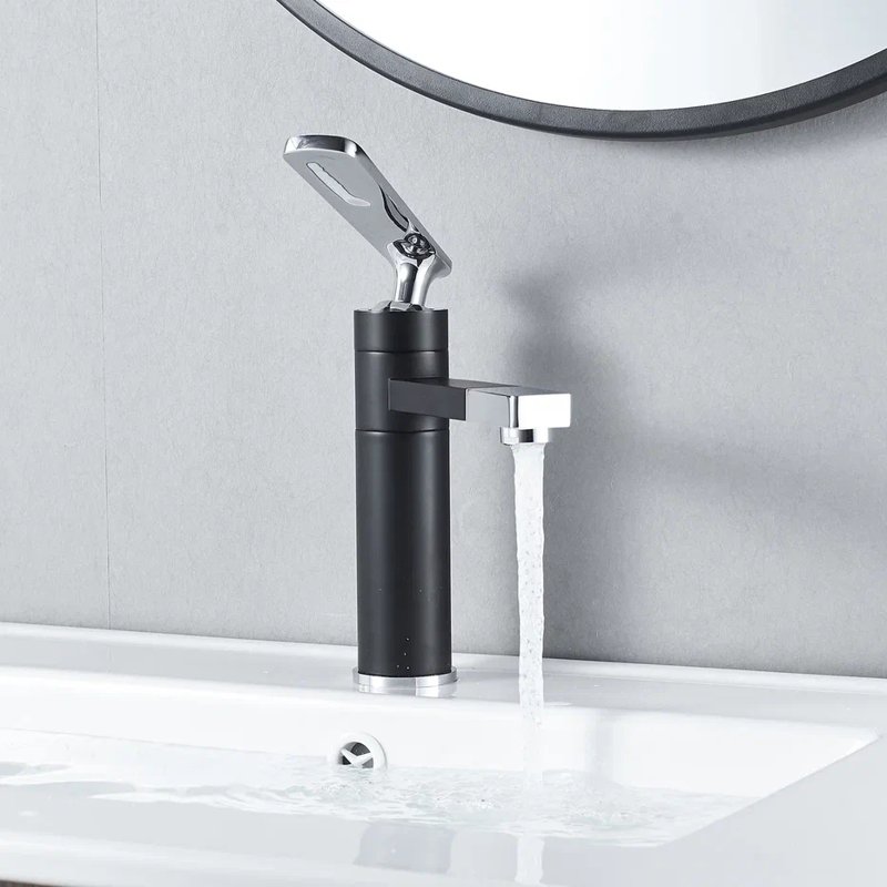 Смеситель для раковины с поворотным носиком Shevanik S6601H, черный/хром