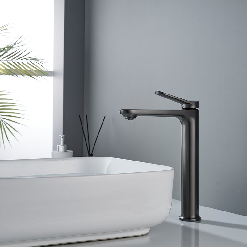 Смеситель для раковины высокий Shevanik S4311T, оружейная сталь