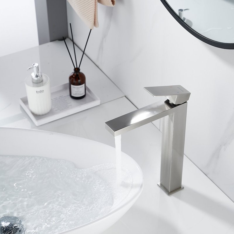 Смеситель для раковины высокий Shevanik S7011L, сатин