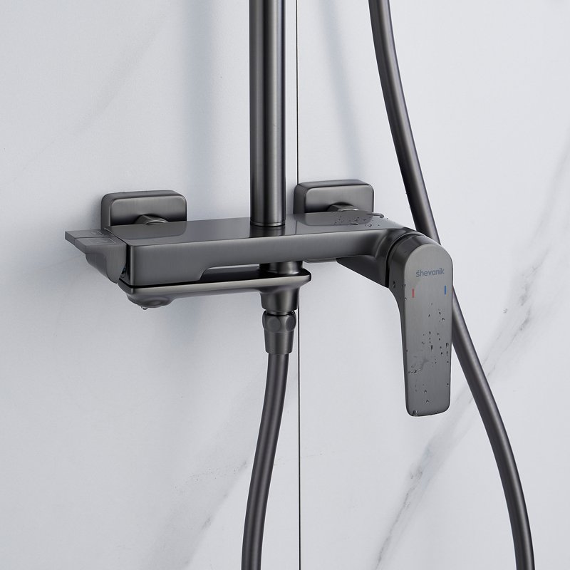 Душевая система Shevanik S8236T, оружейная сталь