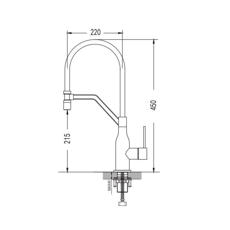Смеситель для кухни с гибким изливом Shevanik S343-3, хром
