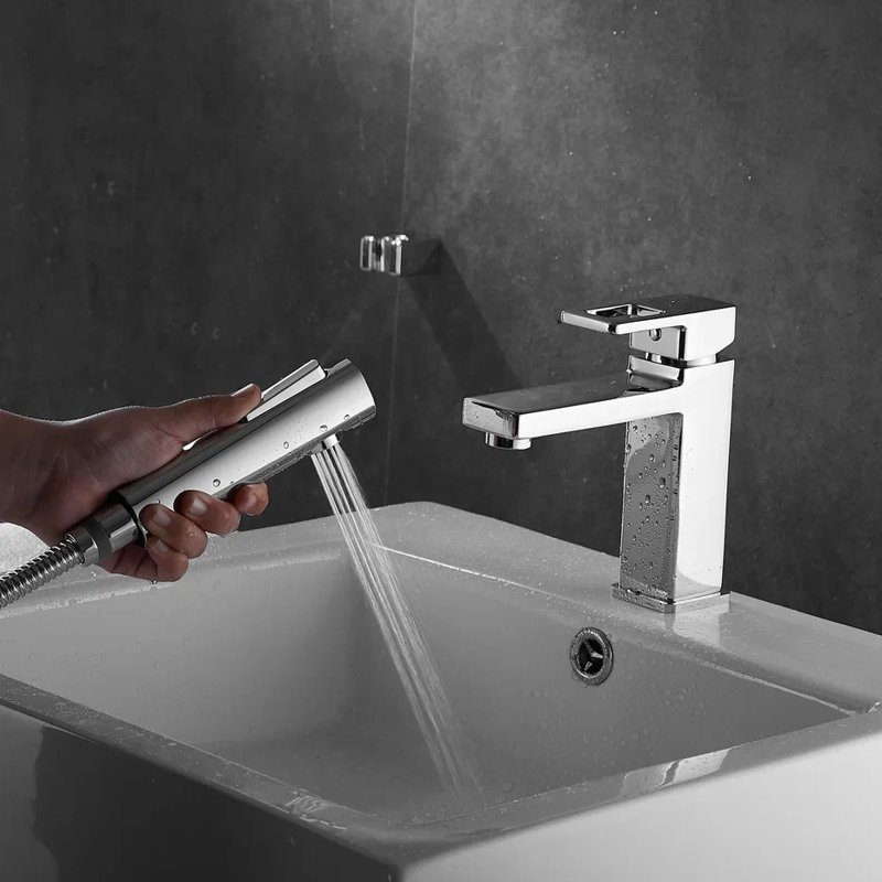 Смеситель для раковины с гигиеническим душем Shevanik S8271, хром