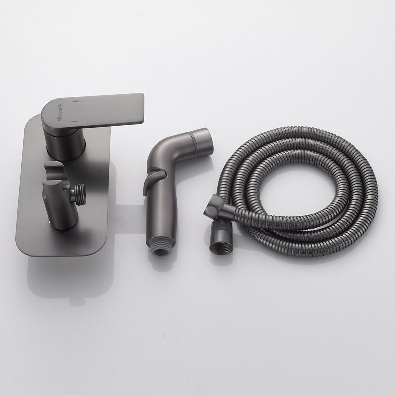 Гигиенический душ со смесителем Shevanik S9905T-1, оружейная сталь